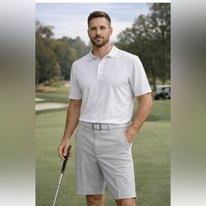 Cool 18 Pro Men’s Golf Shorts Size 40 Beige Performance Flat Front Stretch